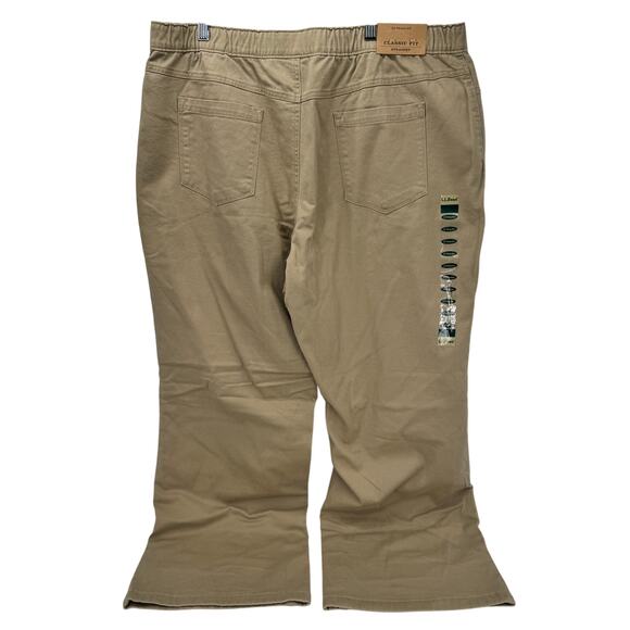 LL Bean Pants Womens 20 Khaki Tan Classic Fit Straight Flannel Lined Coastal NEW - Picture 3 of 8
